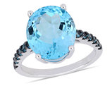 10.50 Carat (ctw) Sky and London Blue Topaz Oval-Cut Ring in Sterling Silver